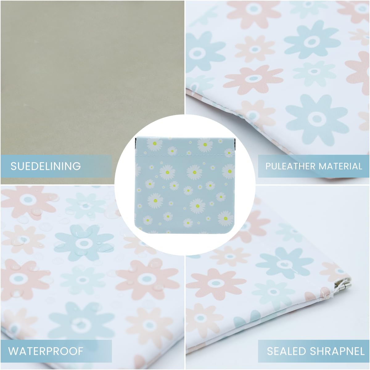MAYCREATE 3 Pack Small Cosmetic Bag, Floral Print PU Leather Makeup Pouch Travel Organizer for Cosmetics, Accessories, Mini No Zipper Self-Closing Makeup Bag MAYCREATE 3 Pack Small Cosmetic Bag, Floral Print PU Leather Makeup Pouch Travel Organizer for Cosmetics, Accessories, Mini No Zipper Self-Closing Makeup Bag